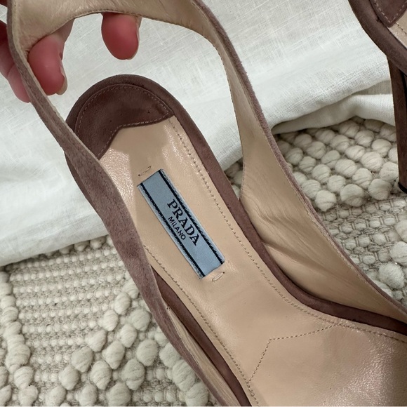 Prada suede ankle strap platform peep toe purple high heels - Picture 10 of 11